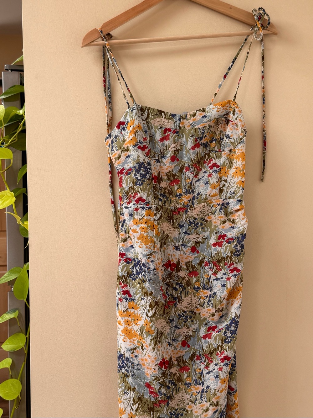 Floral Tie-Strap Slip Dress in Multi-Color